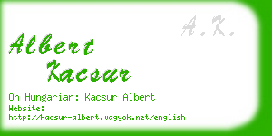 albert kacsur business card